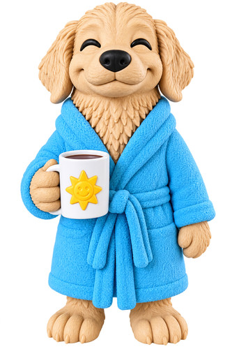 Cute golden retriever - retriever, coffee