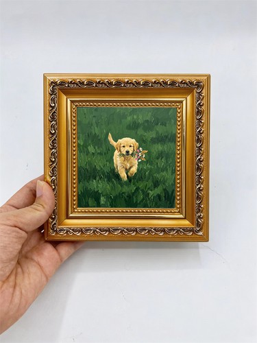 Golden retriever art framed - golden,
