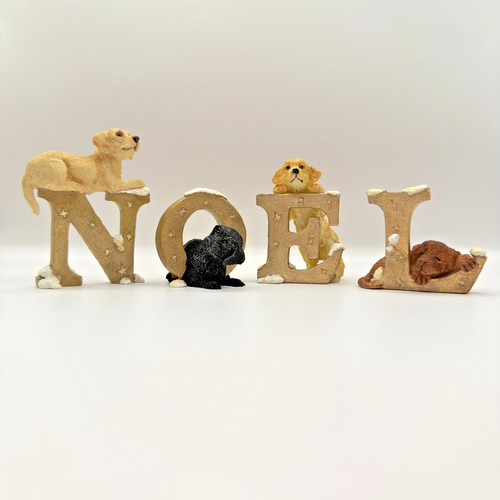 Vintage noel dog letters - noel,